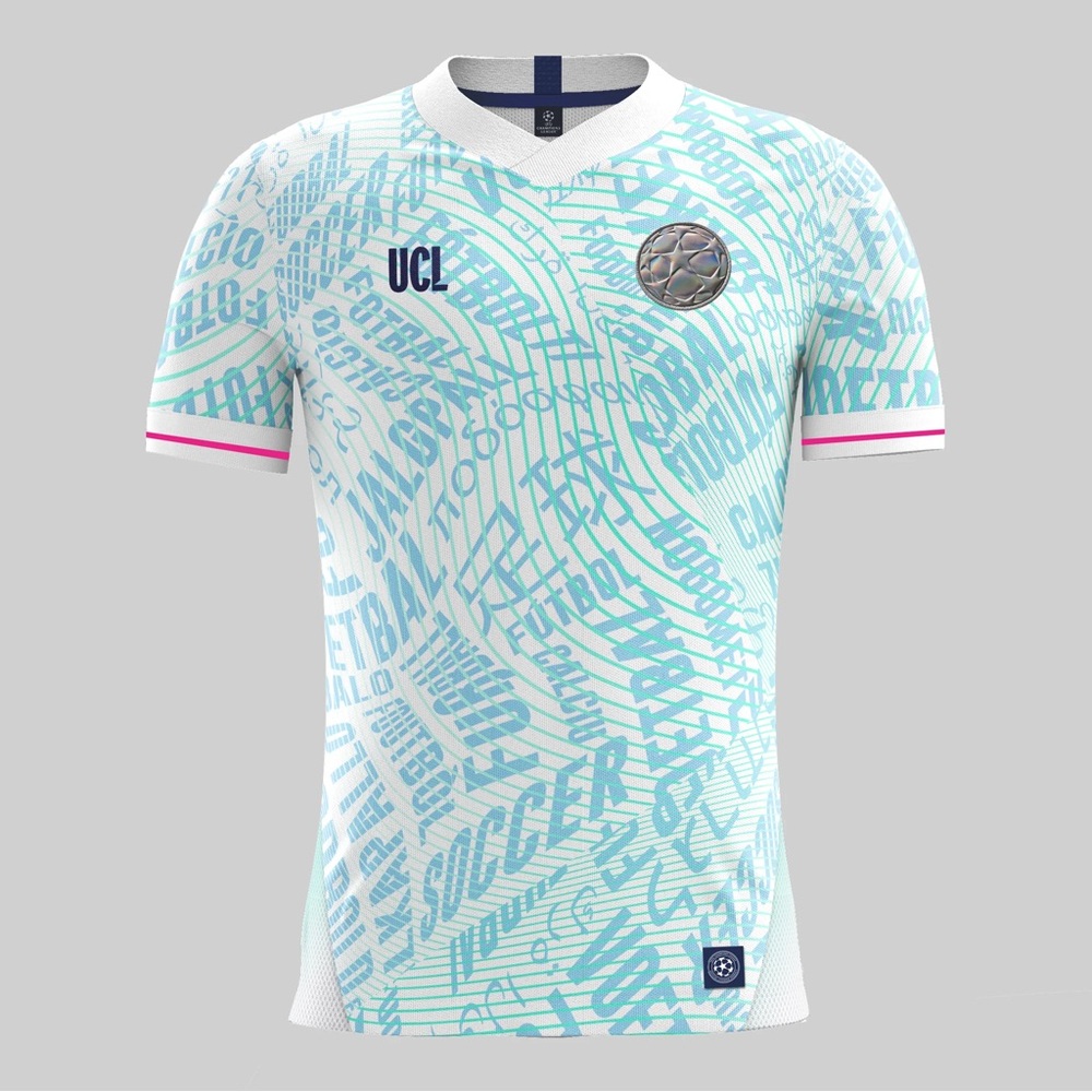 UEFA Champions League UCL Graphic Soccer Jersey Shirt XL White Teal 2022 2023